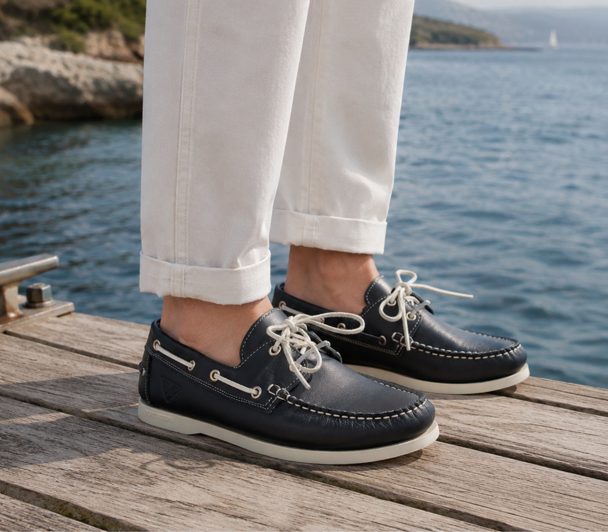 Blue Leather Men's Boat Shoes - Docksteps Official