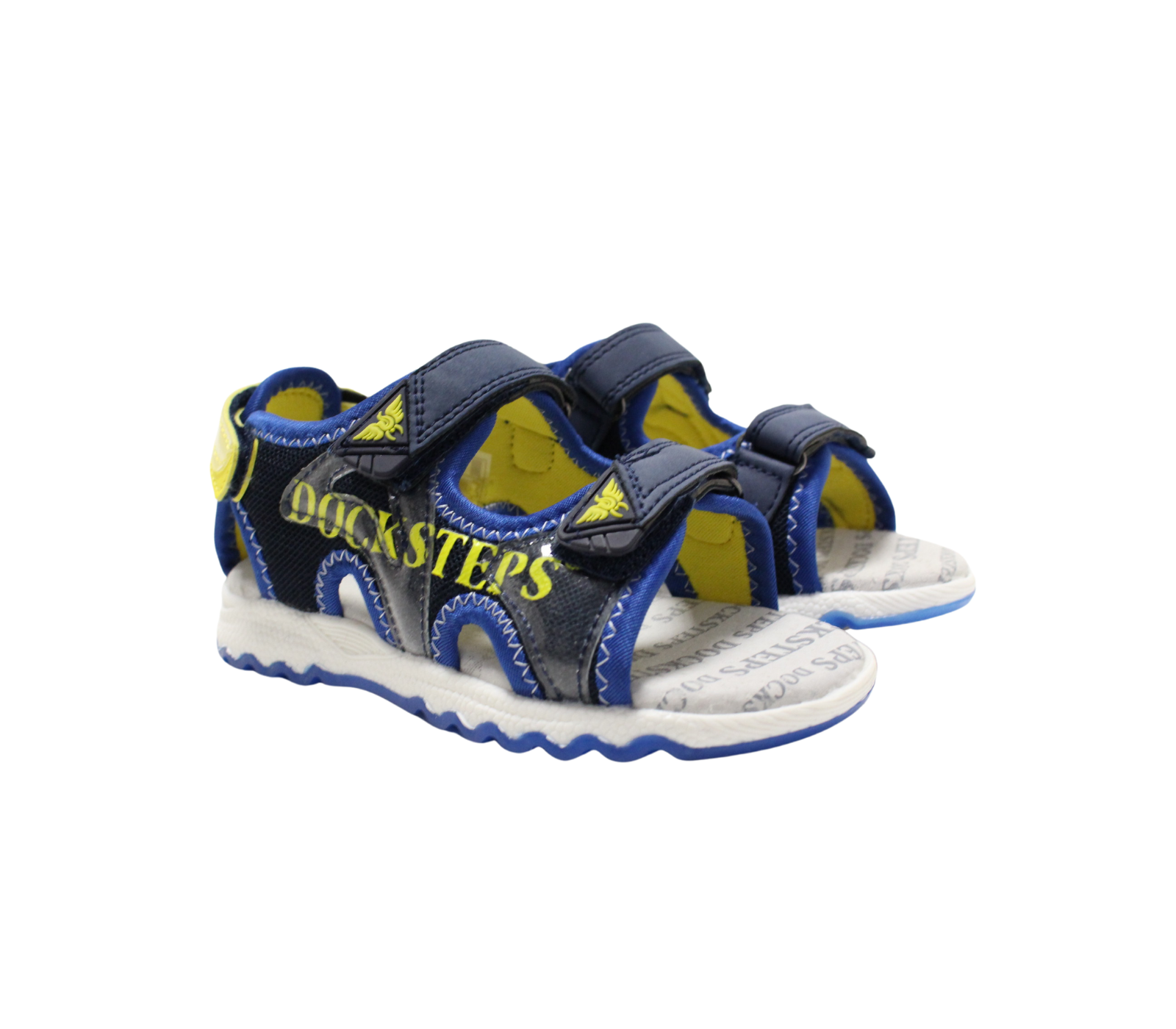 Child's Sandals with Blue Velcro Closure and Logo 