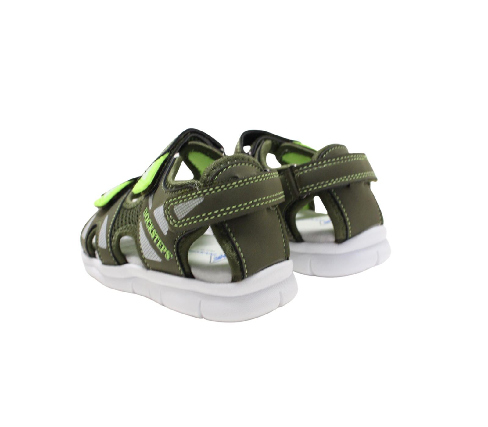 Child's Sandals in Military Green Leatherette and Padded Fabric