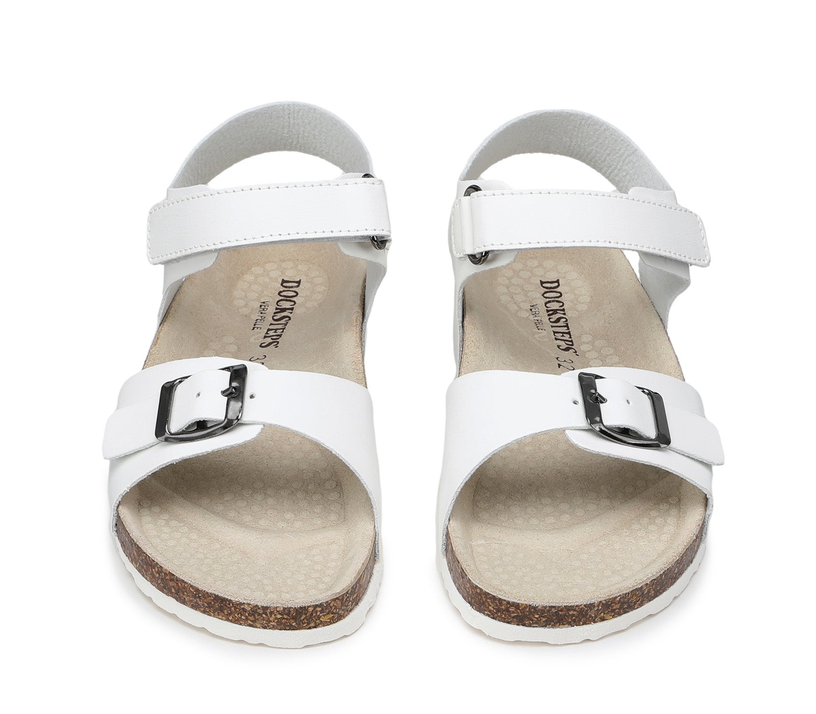 Children's White Sandals with Velcro Closure and Contoured Insole