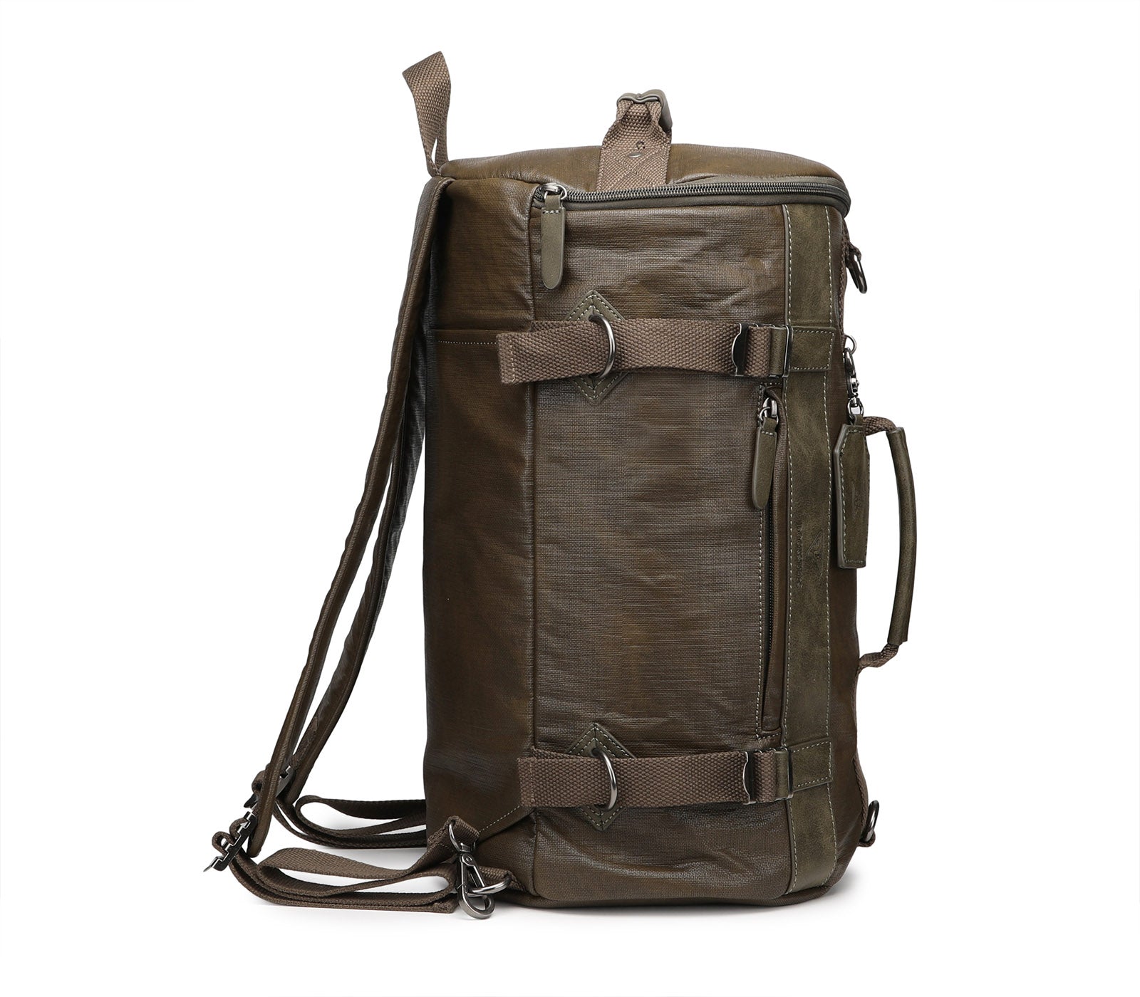 Duffle Bag with Handle that Becomes Backpack Military Green Color