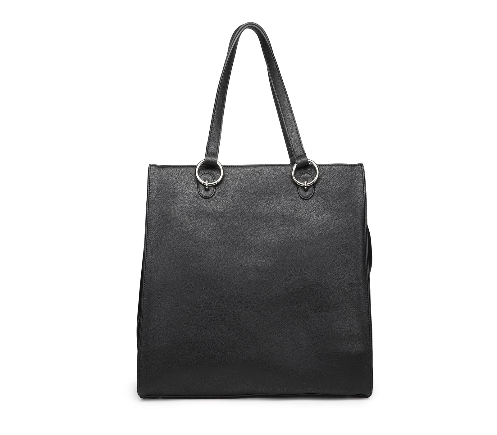 Black Straight-Line Shopper with Small Outer Clutch Bag