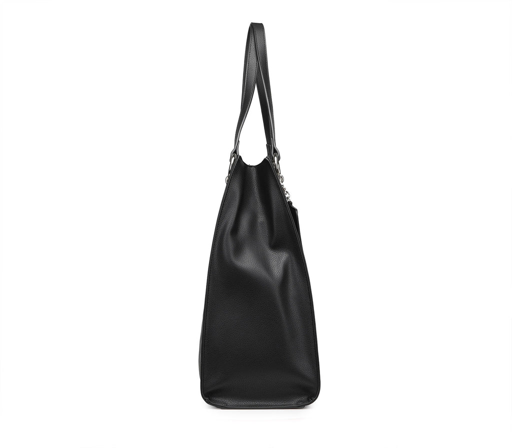 Black Straight-Line Shopper with Small Outer Clutch Bag