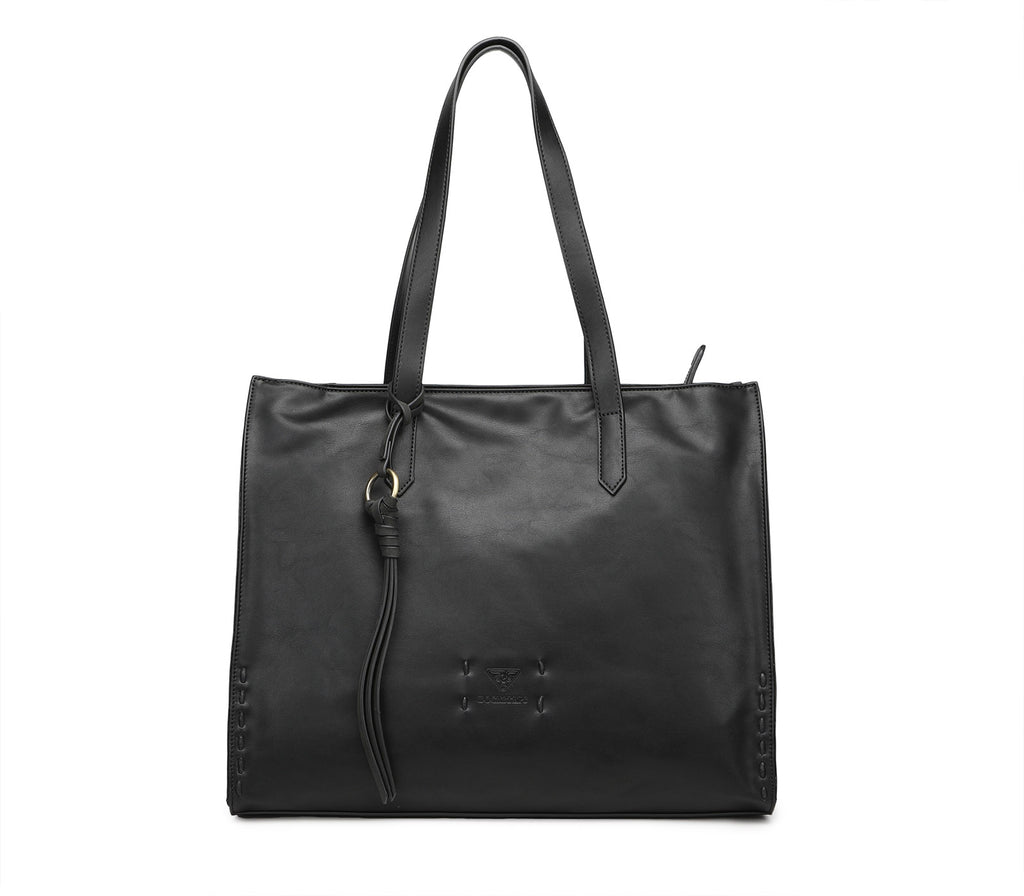 Women's Black Shoulder Bag with Zip Closure 
