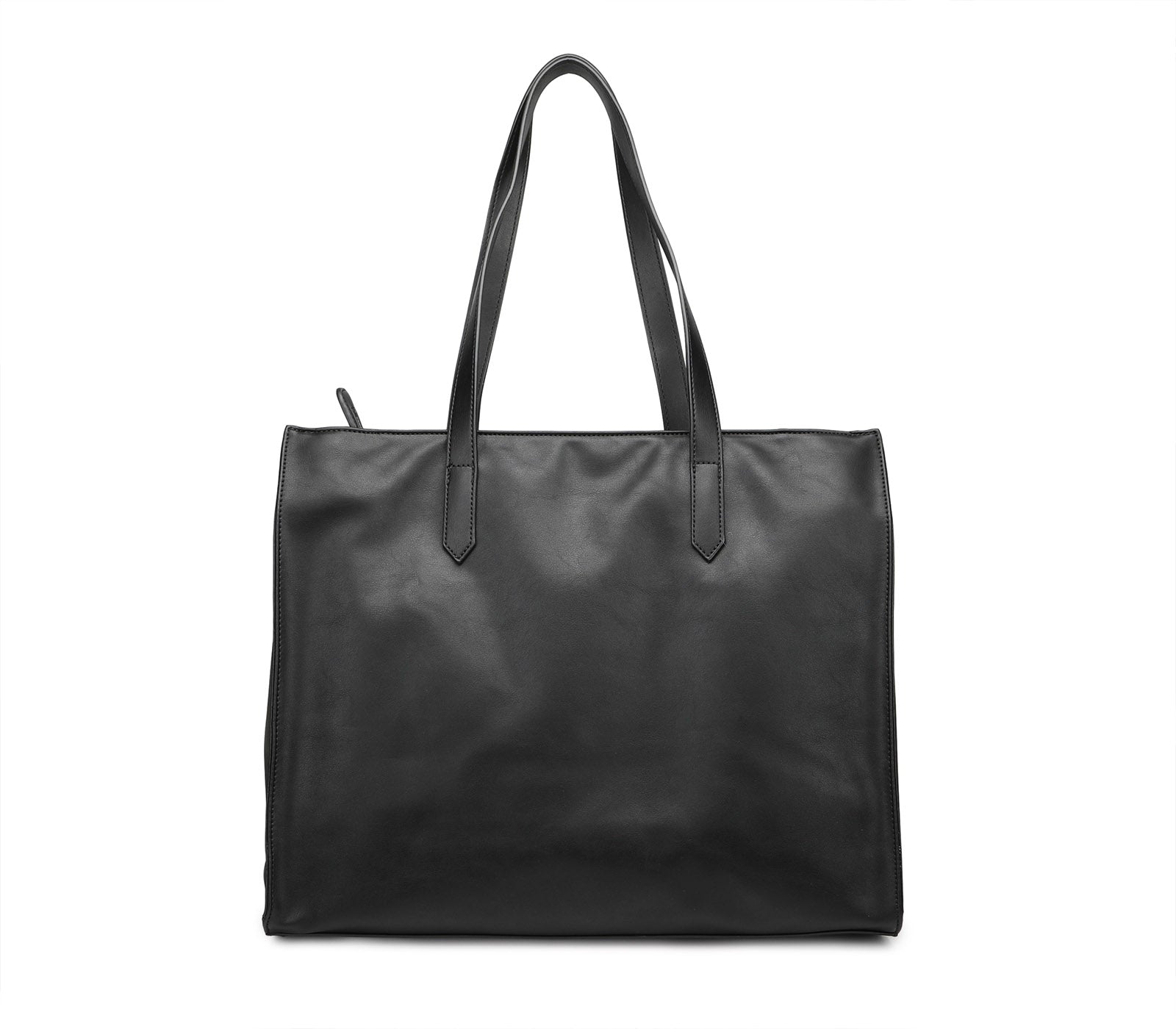 Women's Black Shoulder Bag with Zip Closure 