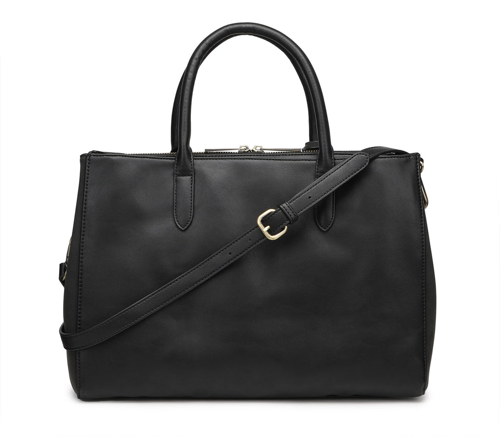 Black Women's Hand and Shoulder Bag with Two Compartments 