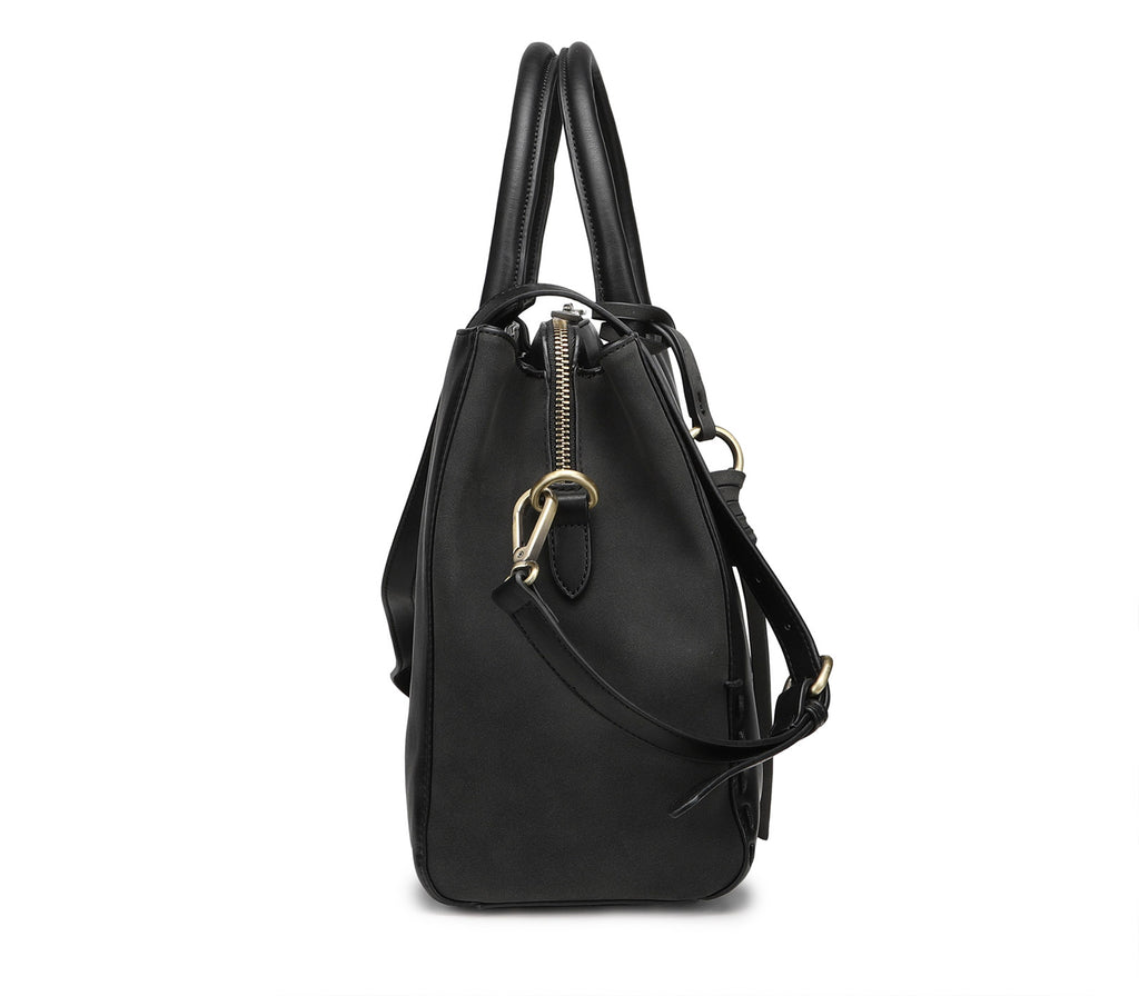 Black Women's Hand and Shoulder Bag with Two Compartments 