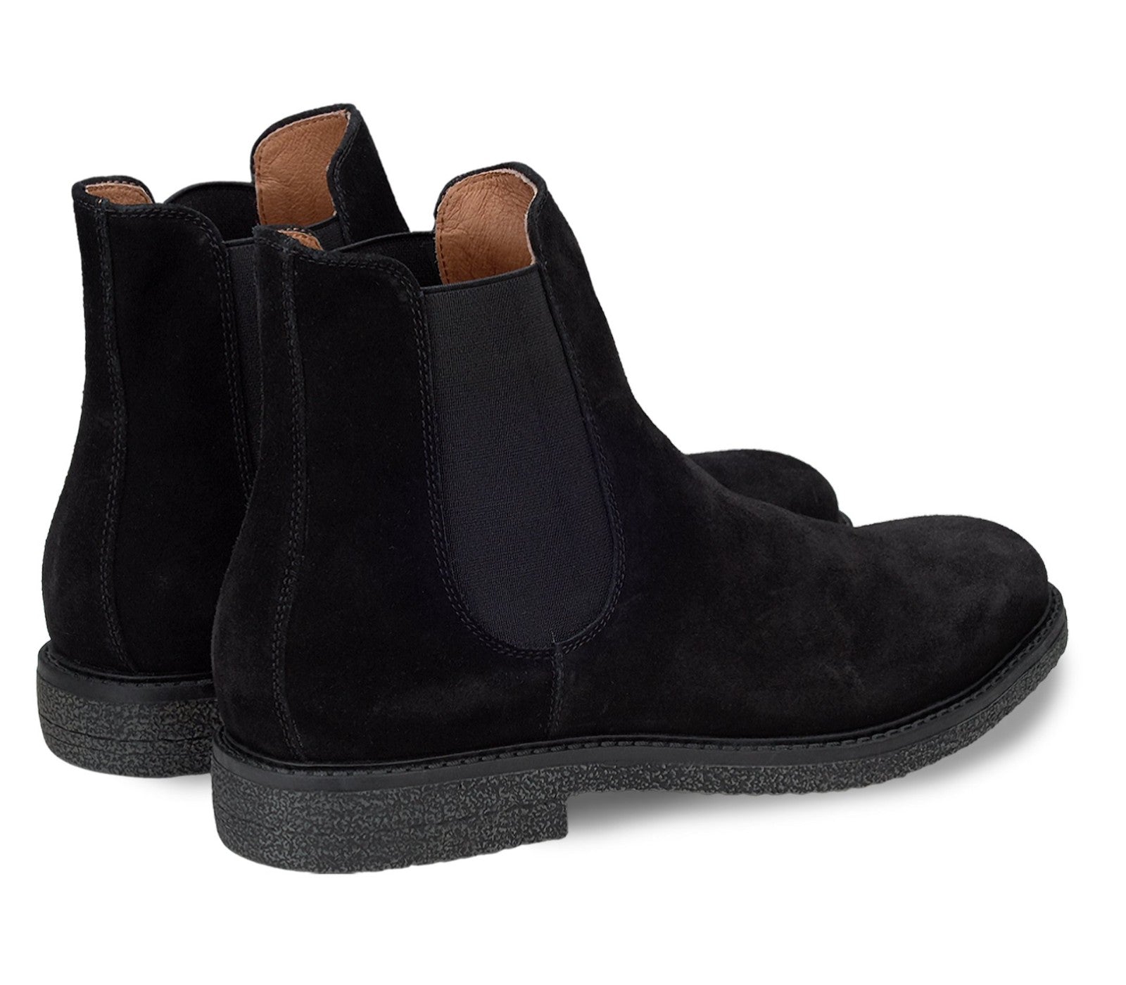 Men's Chelsea Boots in Black Suede with Elasticized Inserts