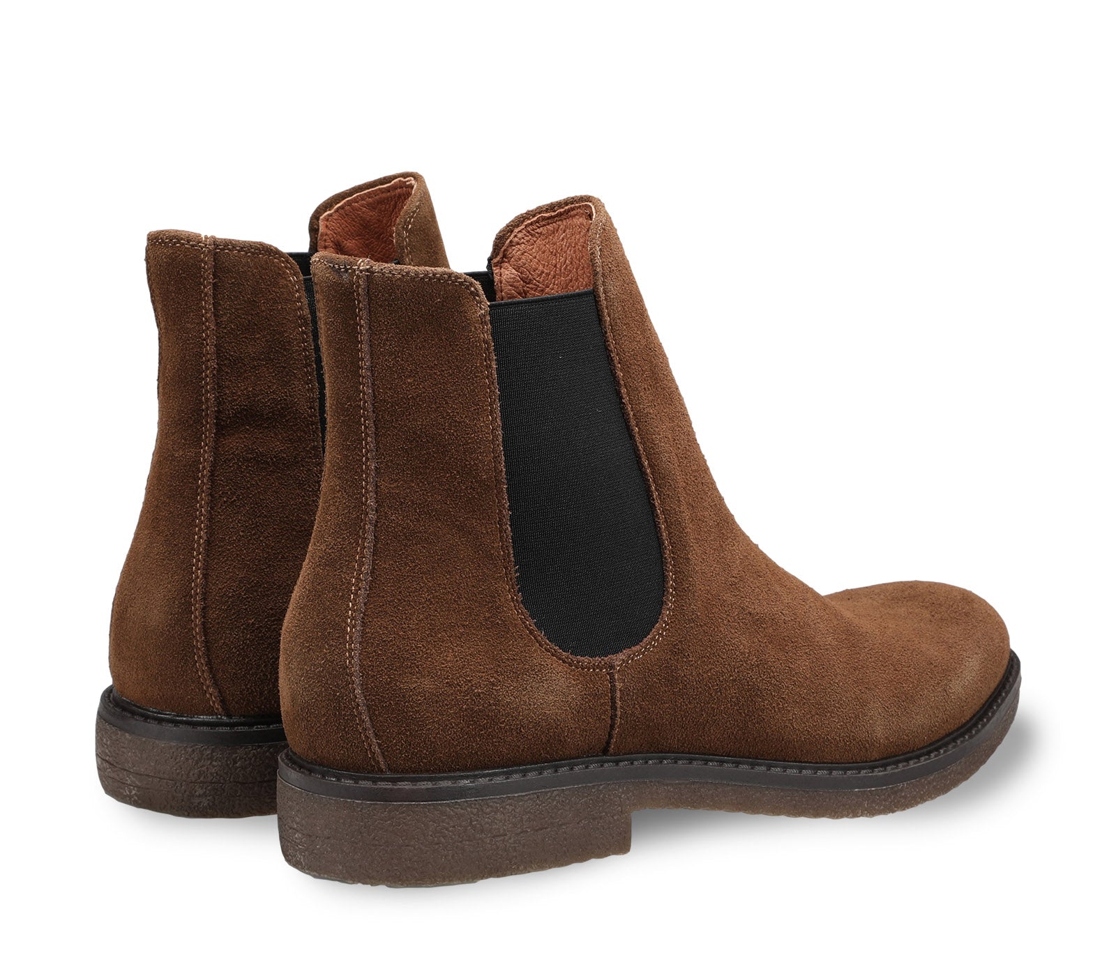 Men's Tobacco-colored Chelsea Ankle Boots in Suede Leather with Elasticized Inserts