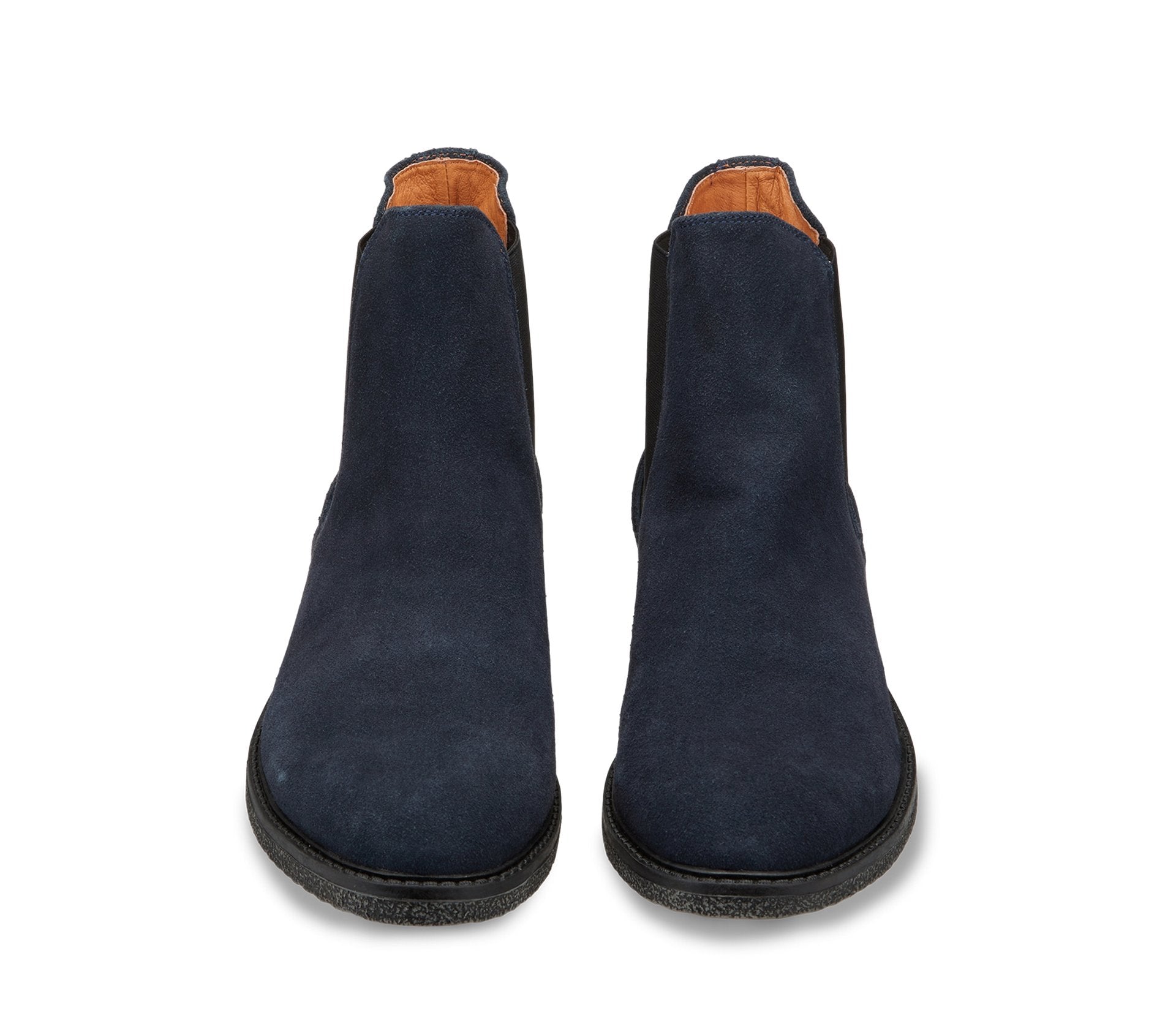 Blue Men's Chelsea Ankle Boots in Suede Leather with Elasticized Inserts