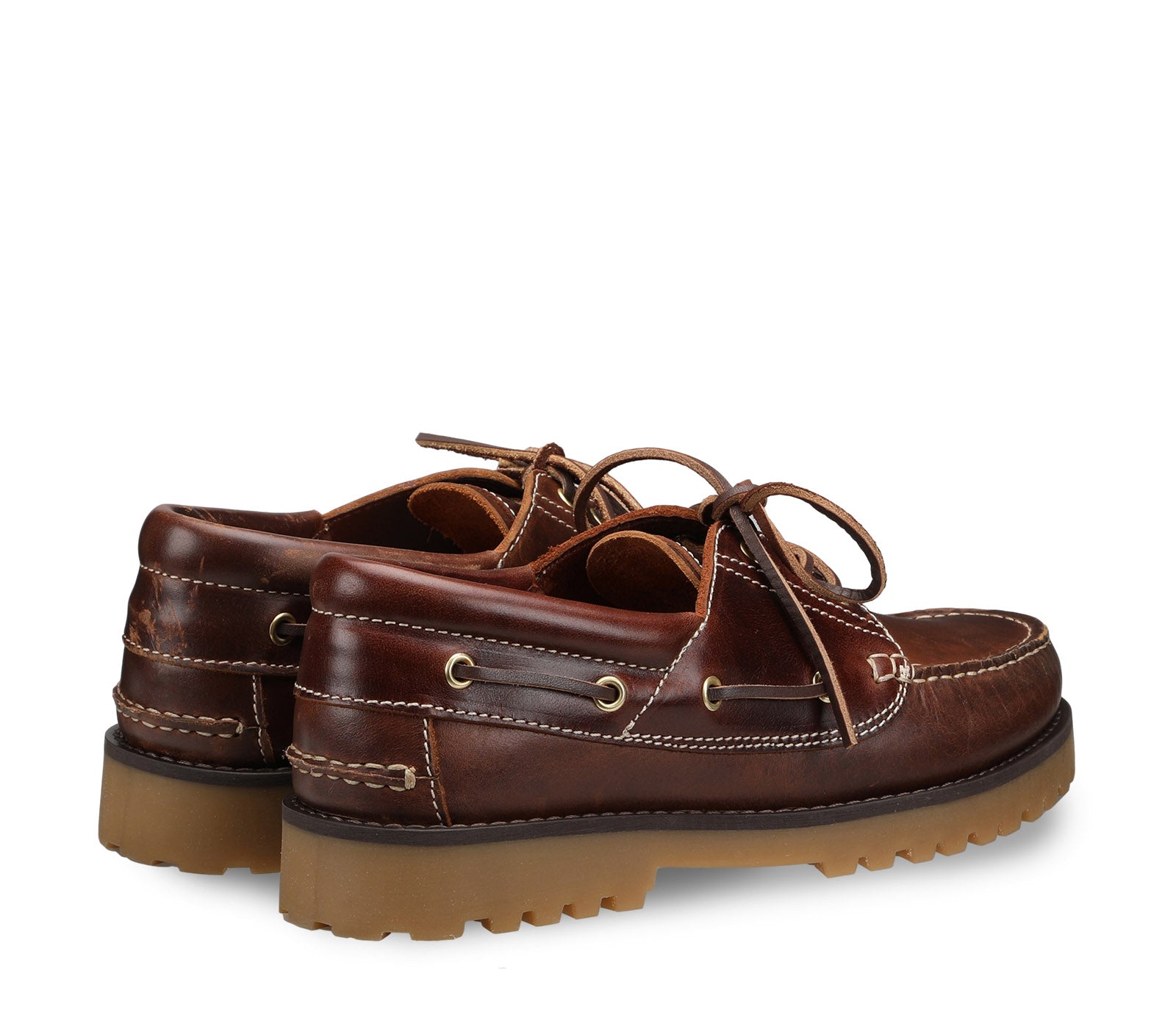 Brown Leather Men's Boat Shoes 