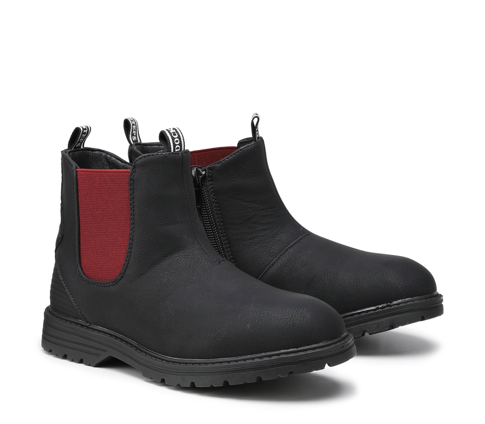 Baby Black Chelsea Boots with Red Elasticized Inserts