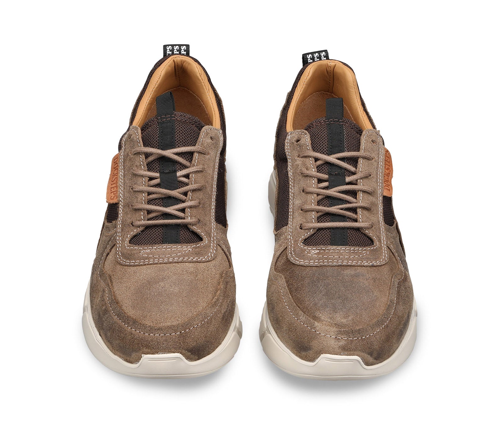 Men's Sneakers in Mixed Suede and Technical Fabric with White Rubber Sole