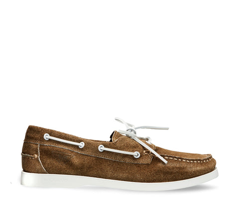 Docksteps boat shoes in brown suede and white sole