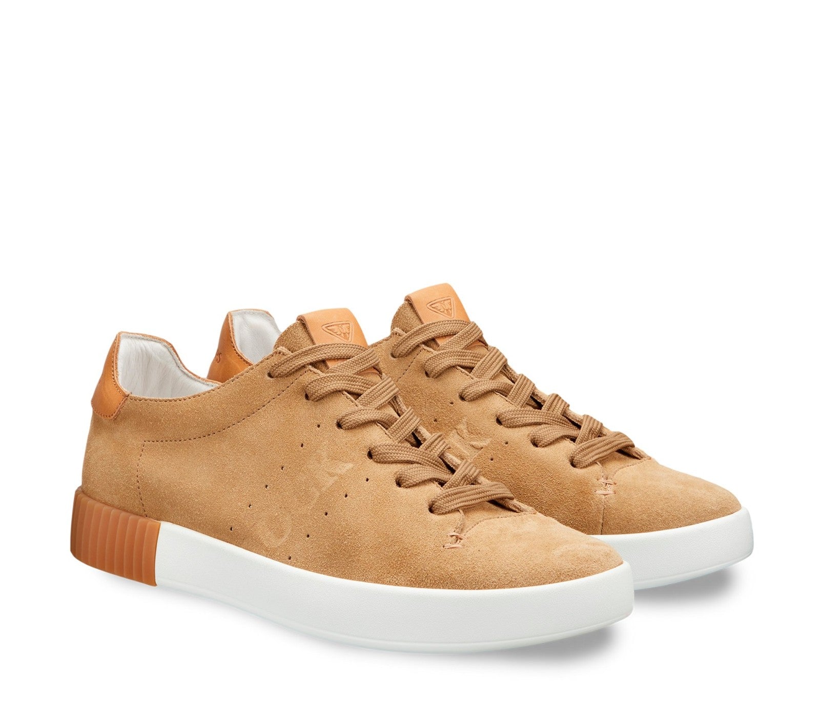 Docksteps men's camel-coloured leather/suede trainers