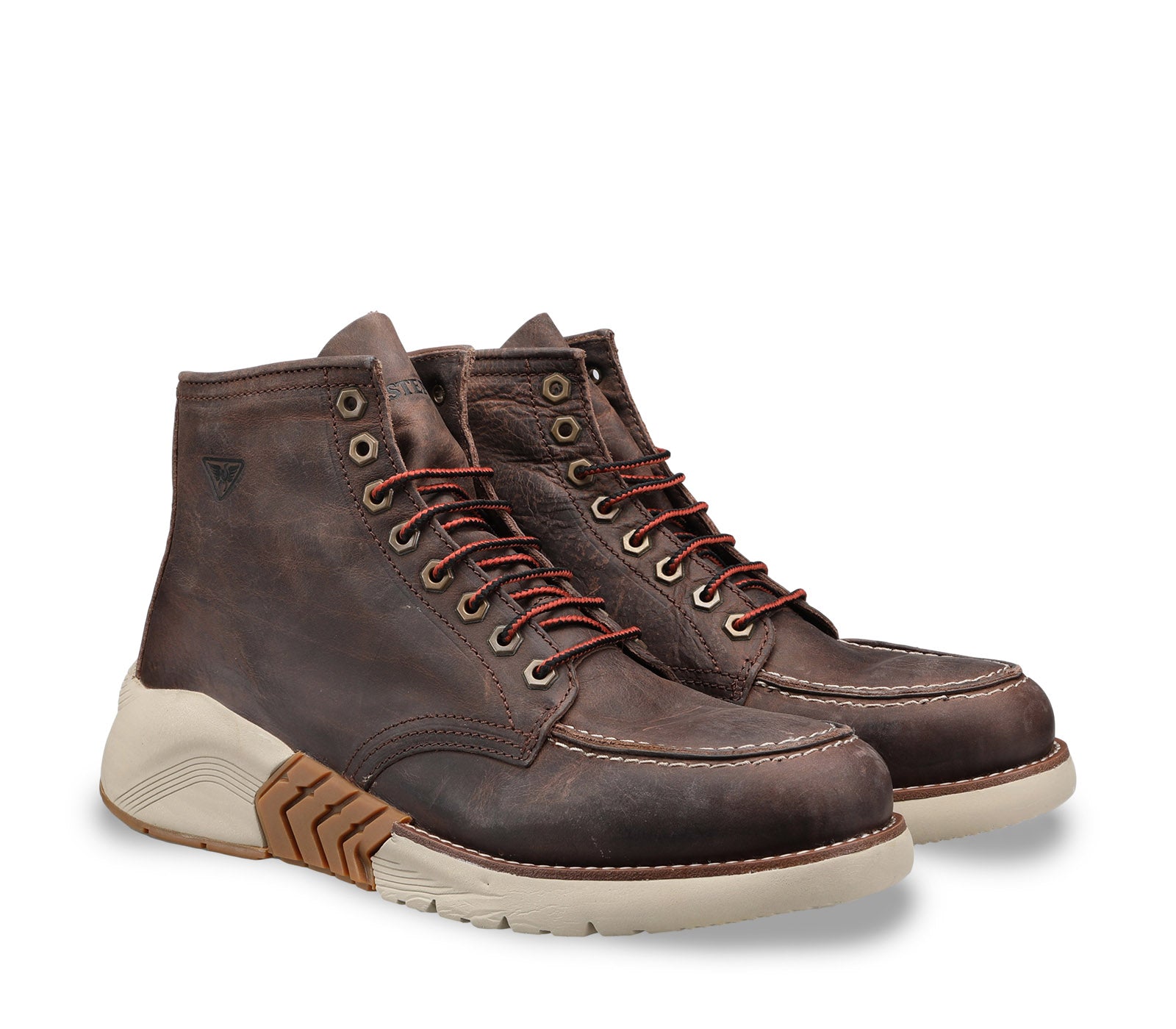 Dark Brown Men's Boot with Strings and White Sports Sole