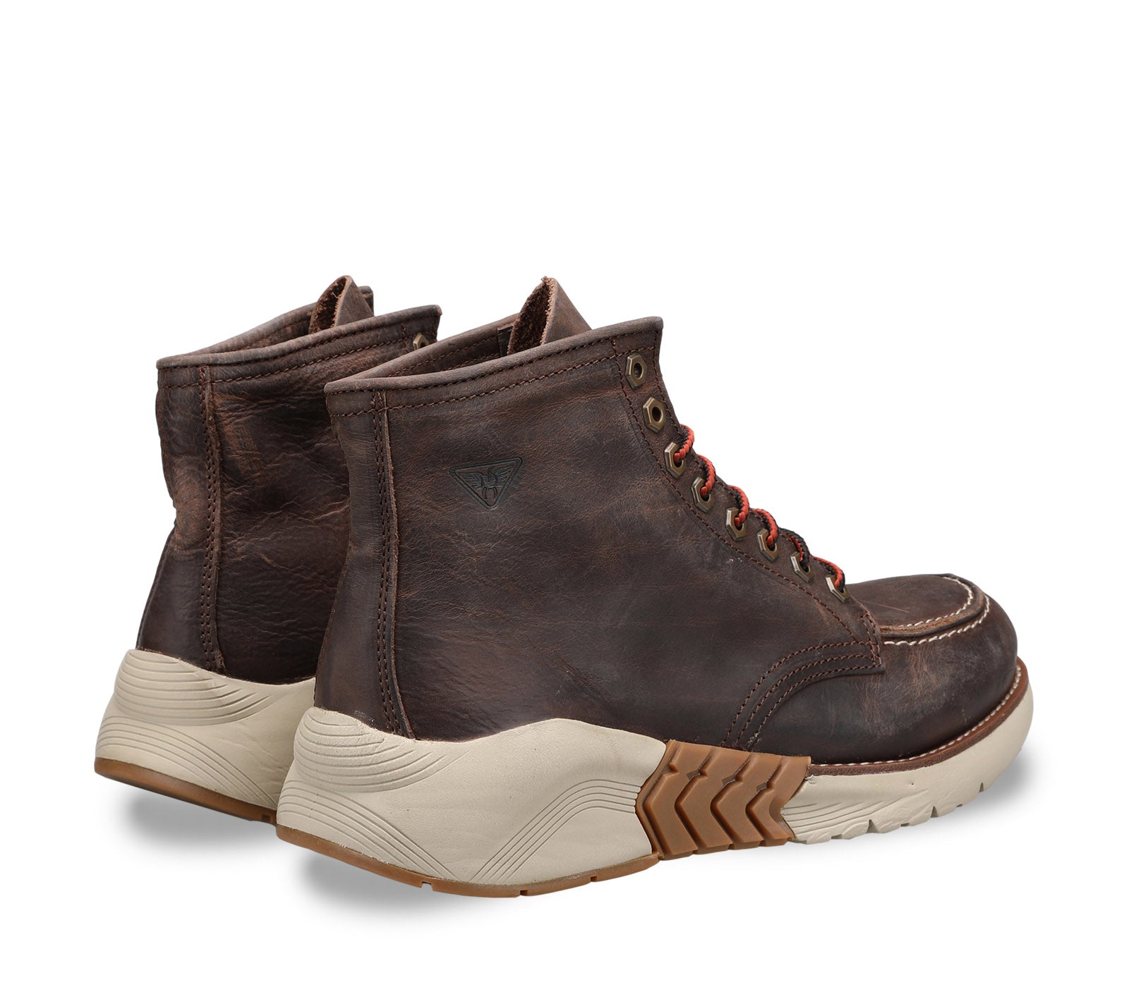 Dark Brown Men's Boot with Strings and White Sports Sole