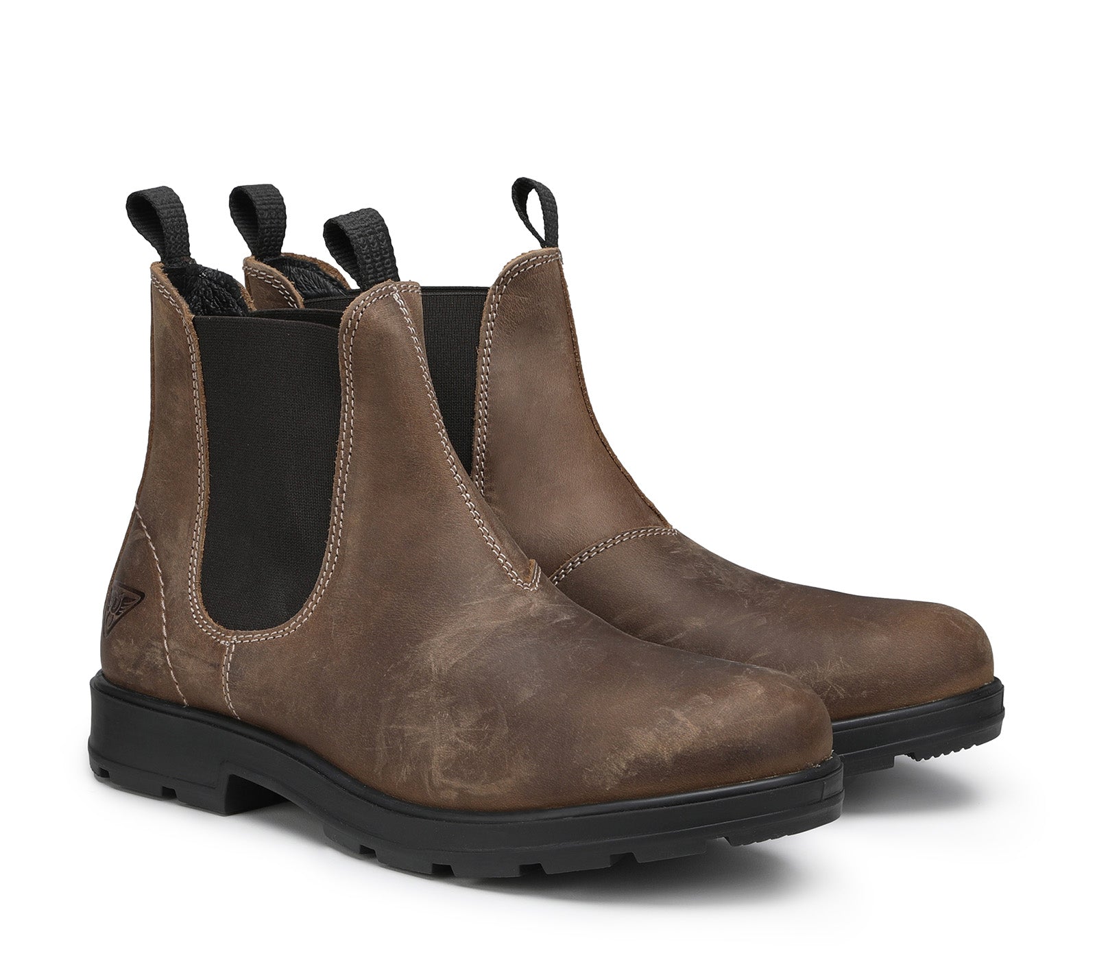 Brown Leather Men's Boots with Black Elasticized Side Inserts