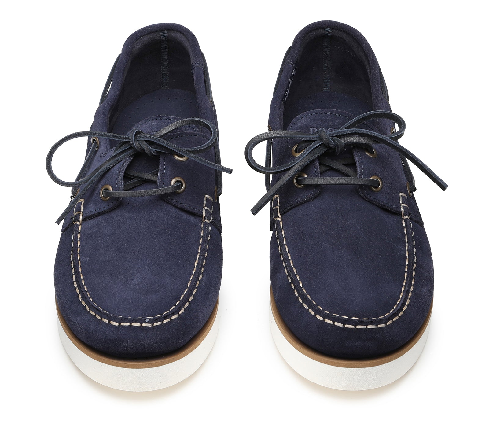 Blue Unlined Leather Men's Boat Shoes