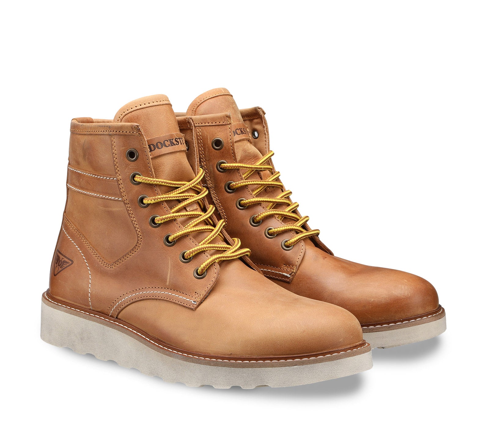 Light Brown Laced Men's Boot with White Rubber Sole