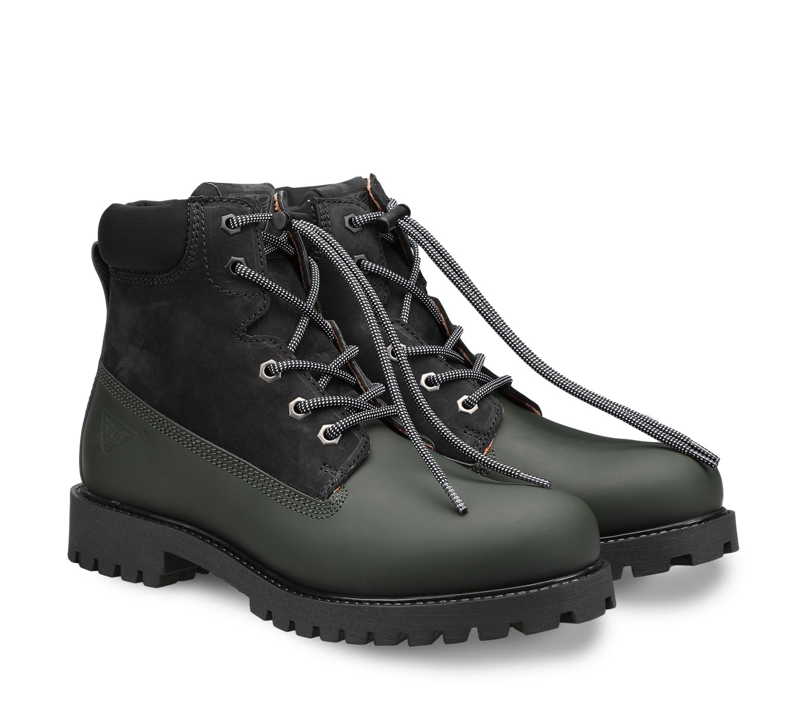 Green Men's Rubberized Leather Boot with Cord-Stopper Closure