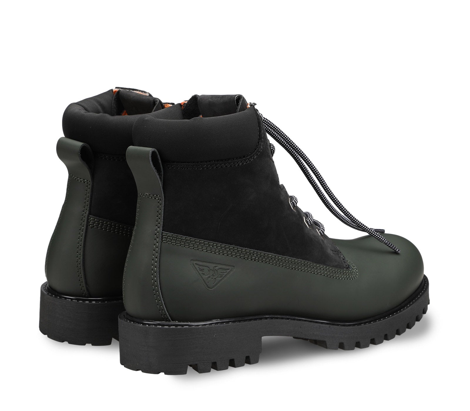 Green Men's Rubberized Leather Boot with Cord-Stopper Closure