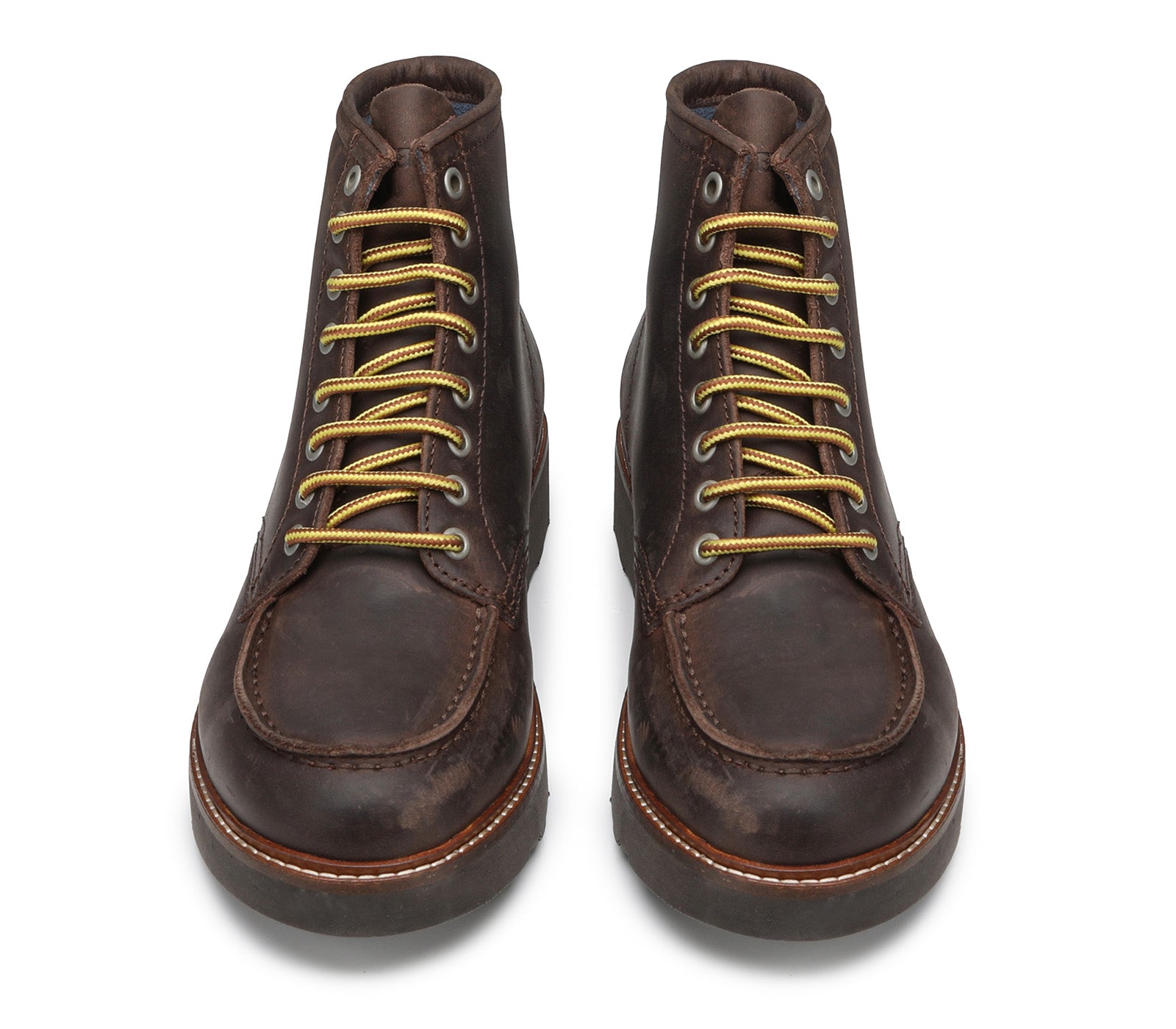 Laced Dark Brown Men's Boot with Brown Rubber Sole