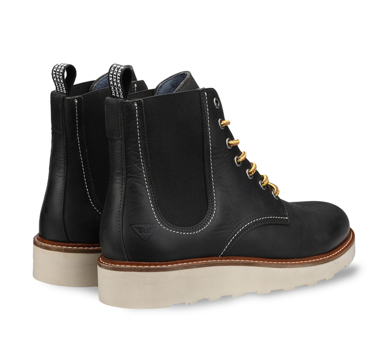 Men's Leather Boot with White Notched Rubber Sole