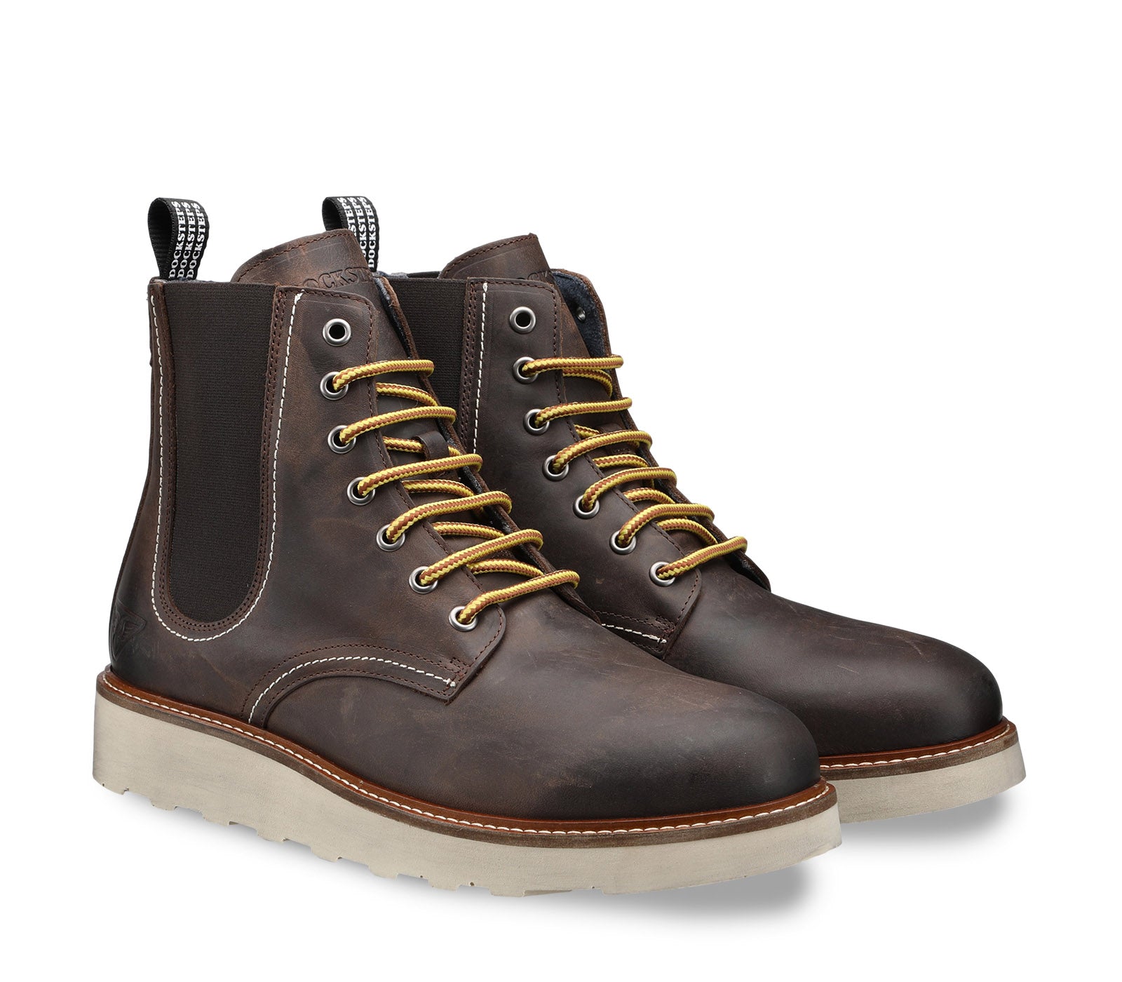 Men's Leather Boot with Laces and Side Elastics