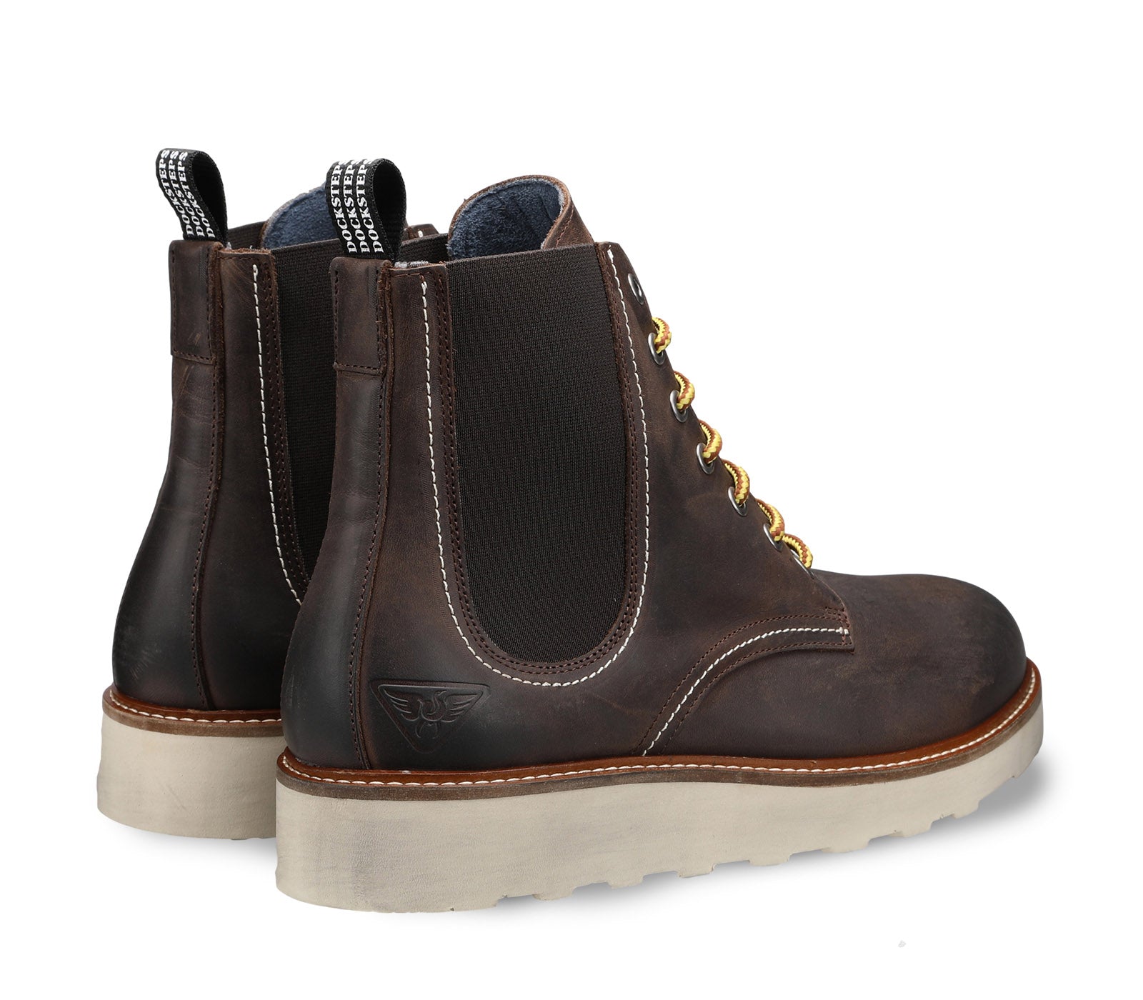 Men's Leather Boot with Laces and Side Elastics
