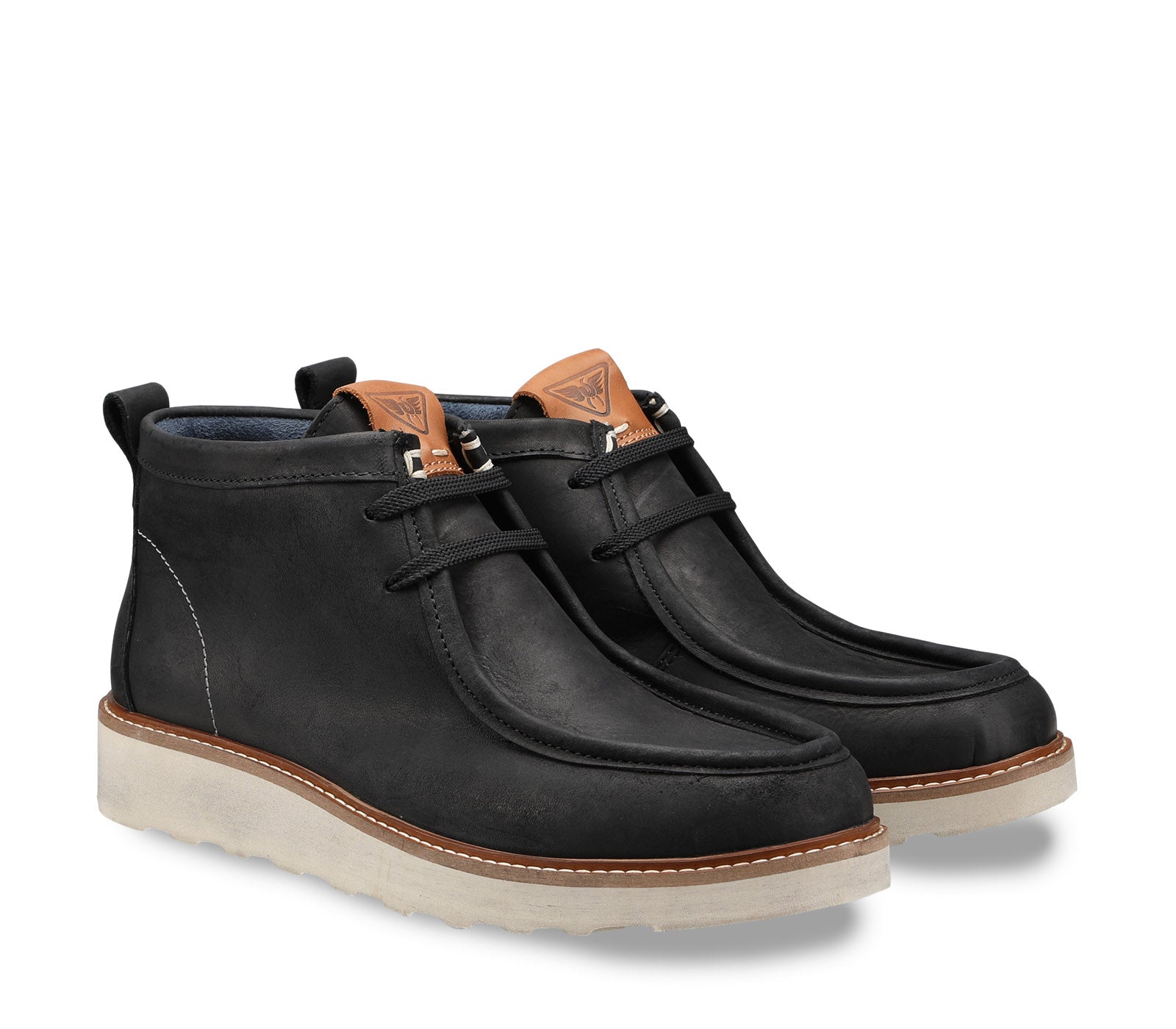 Men's black leather lace-up boot