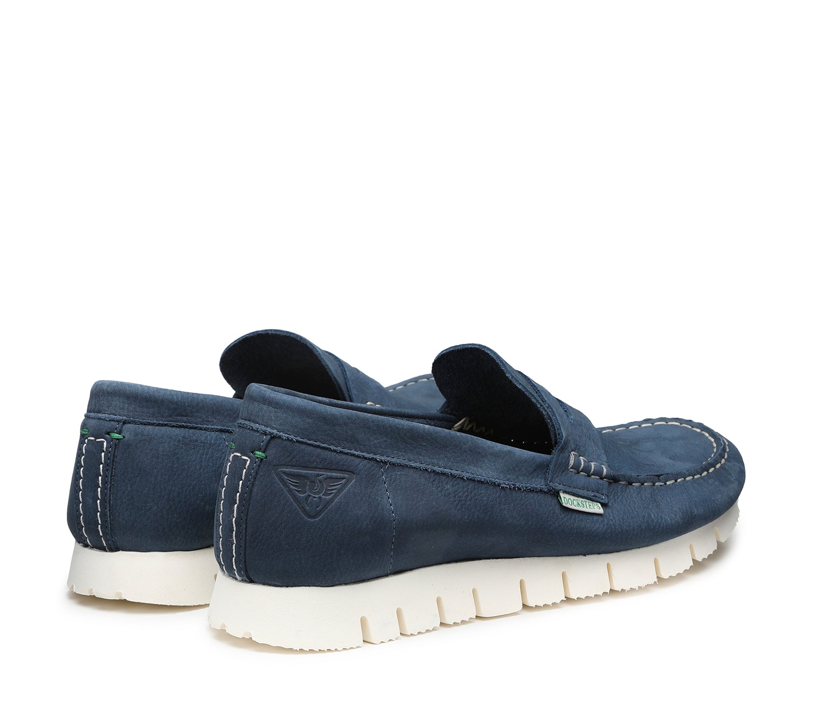 Sustainable Moccasin in Navy Blue Nubuck and White Sole