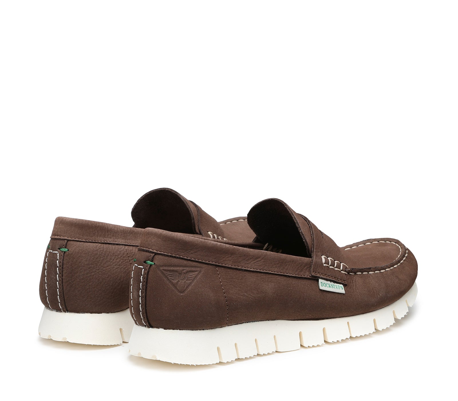 Sustainable Moccasin in Naval Brown Nubuck and White Sole