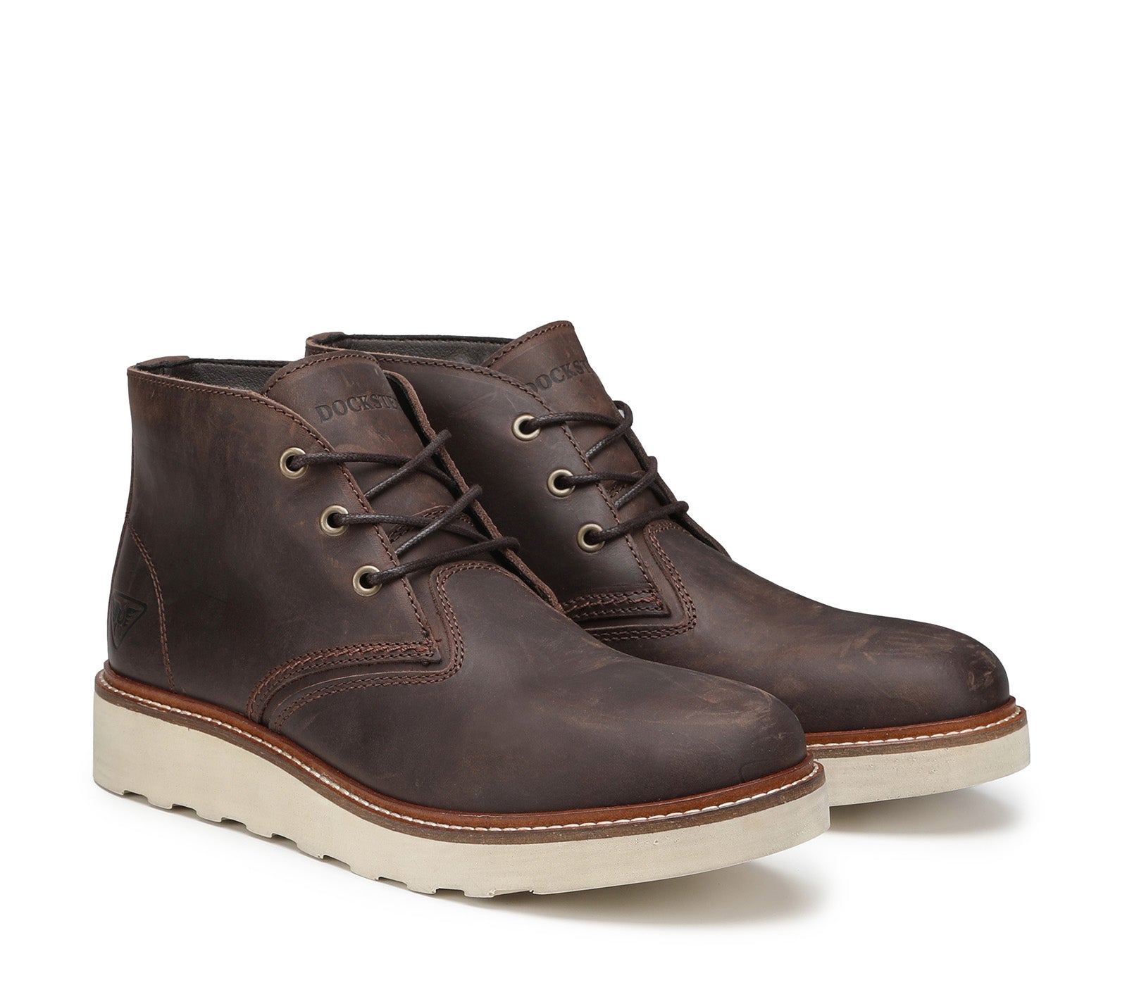 Laced Dark Brown Men's Boot with Cream Rubber Sole