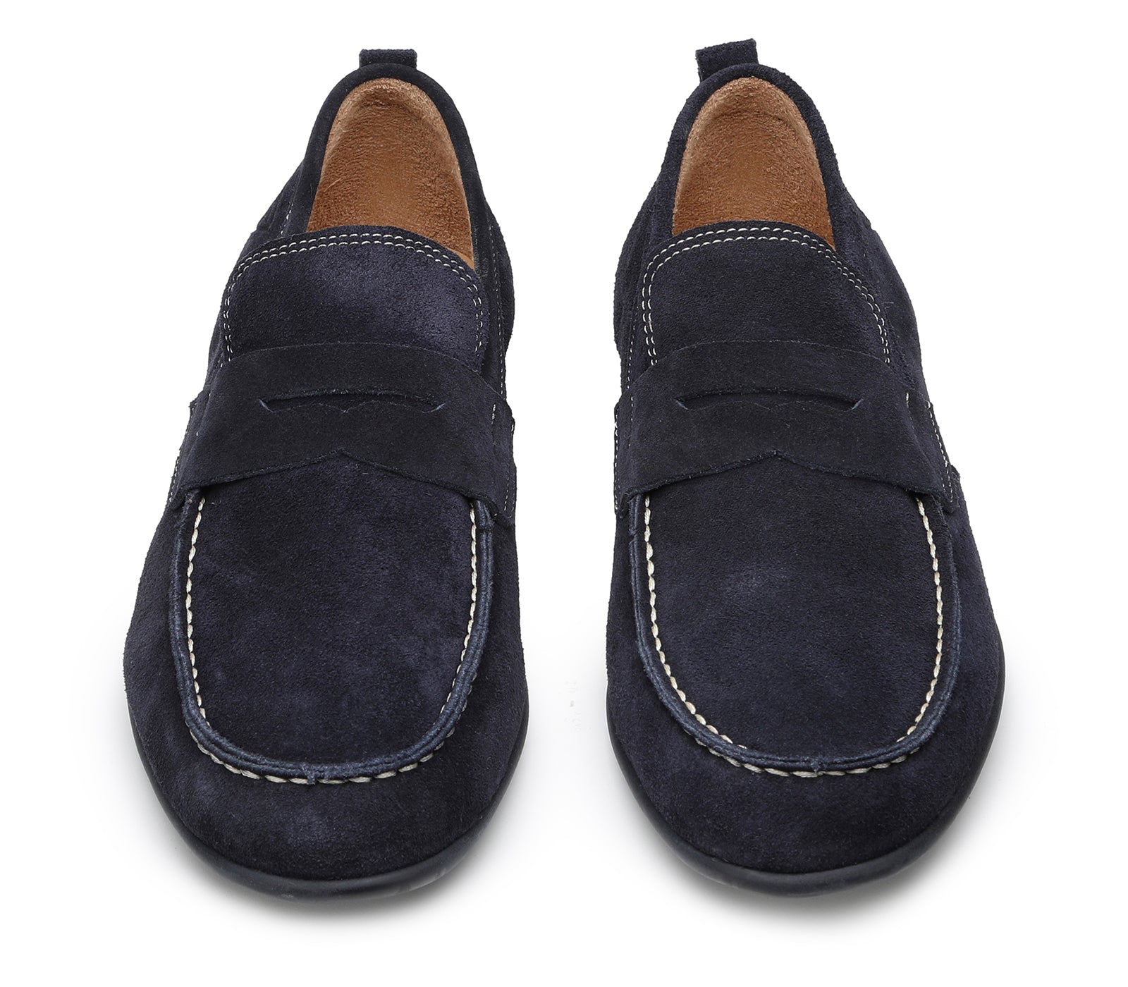 Men's Moccasins in Soft Blue Suede with Rubber Sole 