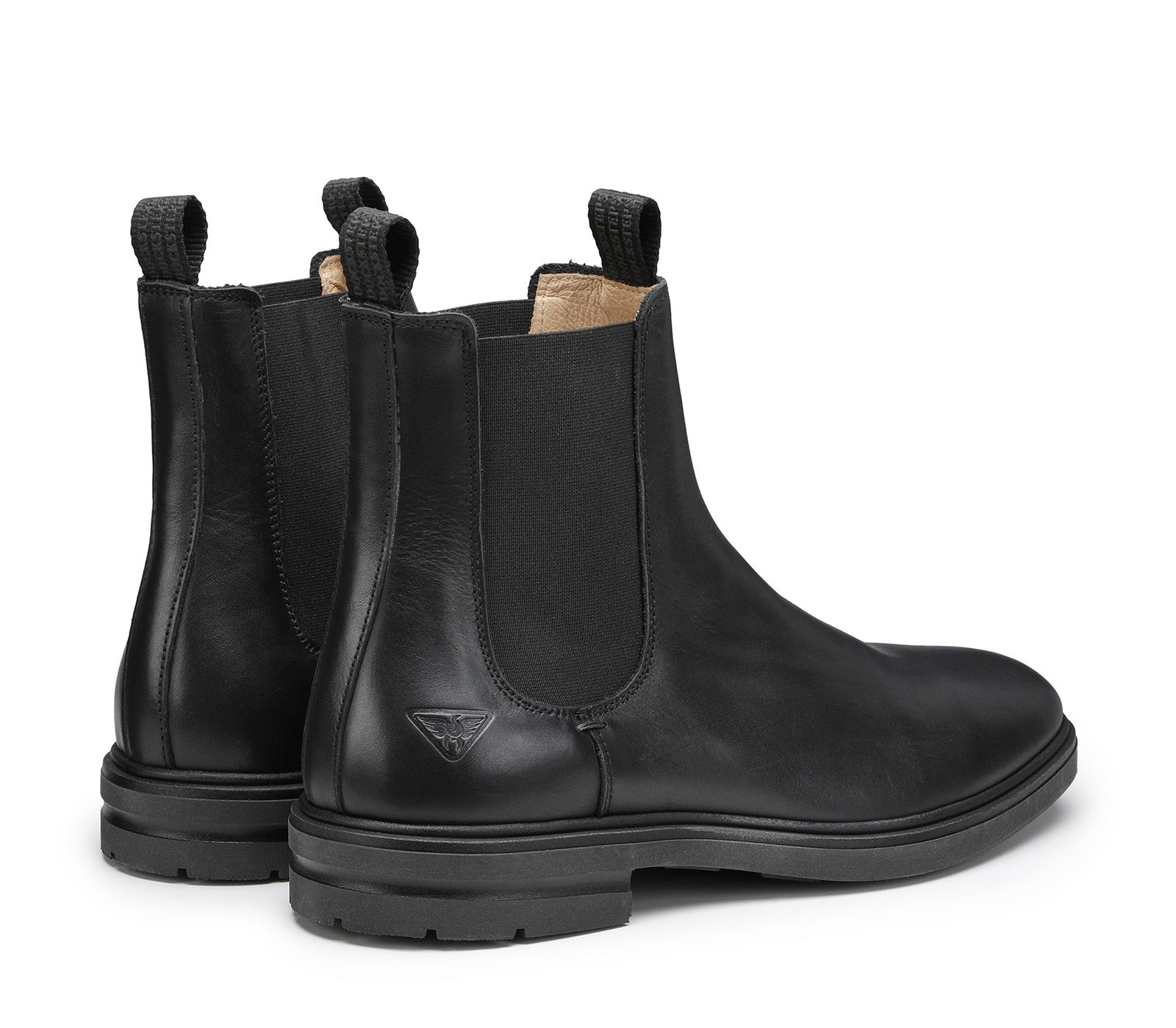 Men's Glossy Leather Chelsea Boots with Elasticized Inserts