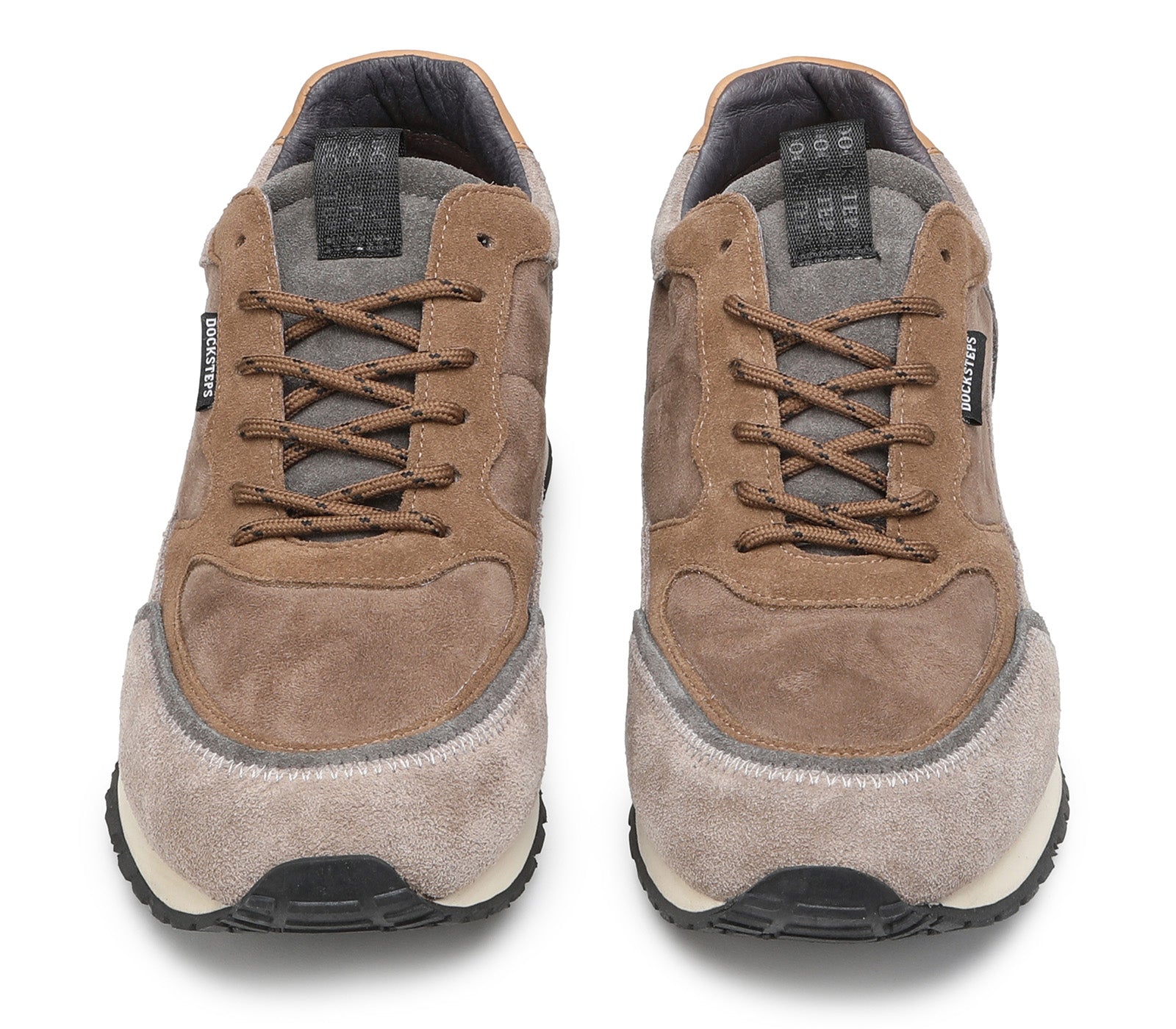 Men's Sneakers in Mixed Suede Leather Tobacco Color