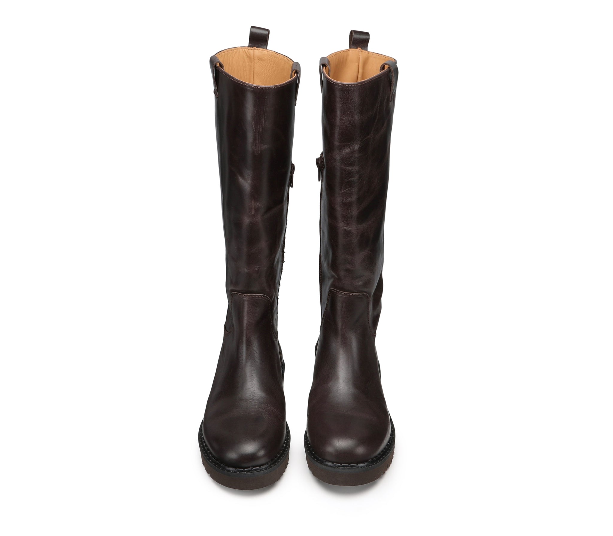 Women's Leather Boots with Round Toe and Knee-Length Gambit 