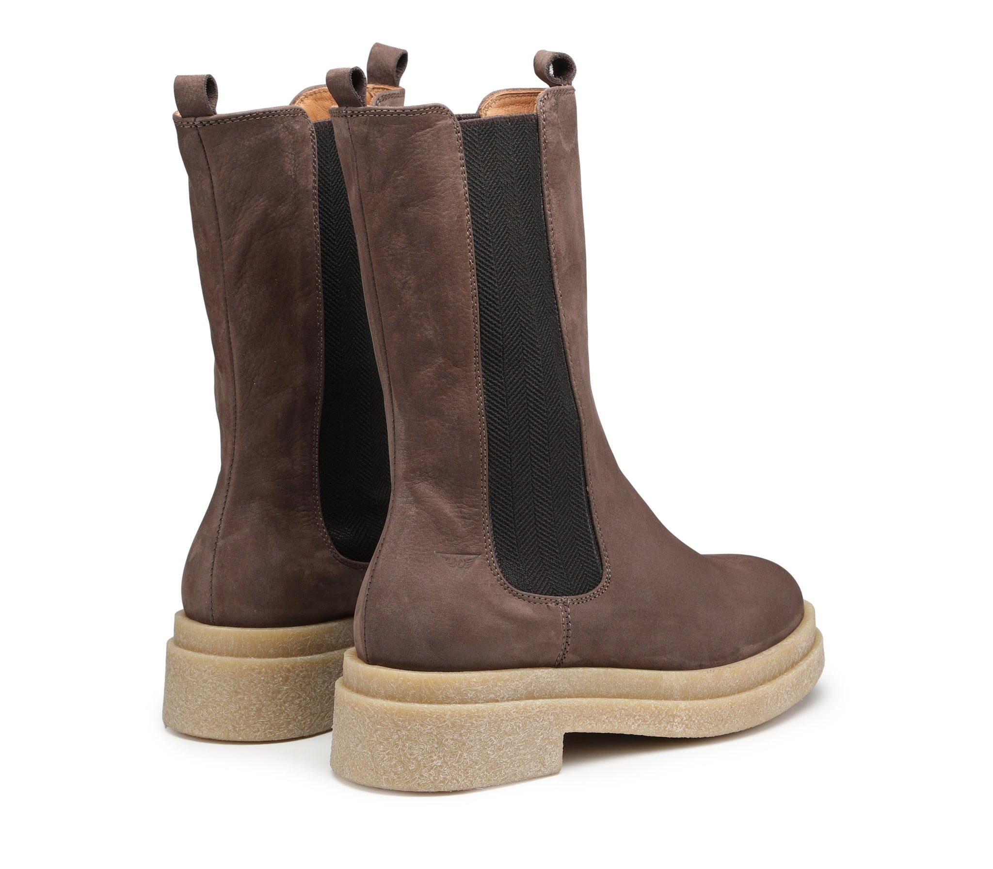Women's Nubuck Boots with Side Elastics and Rubber Sole
