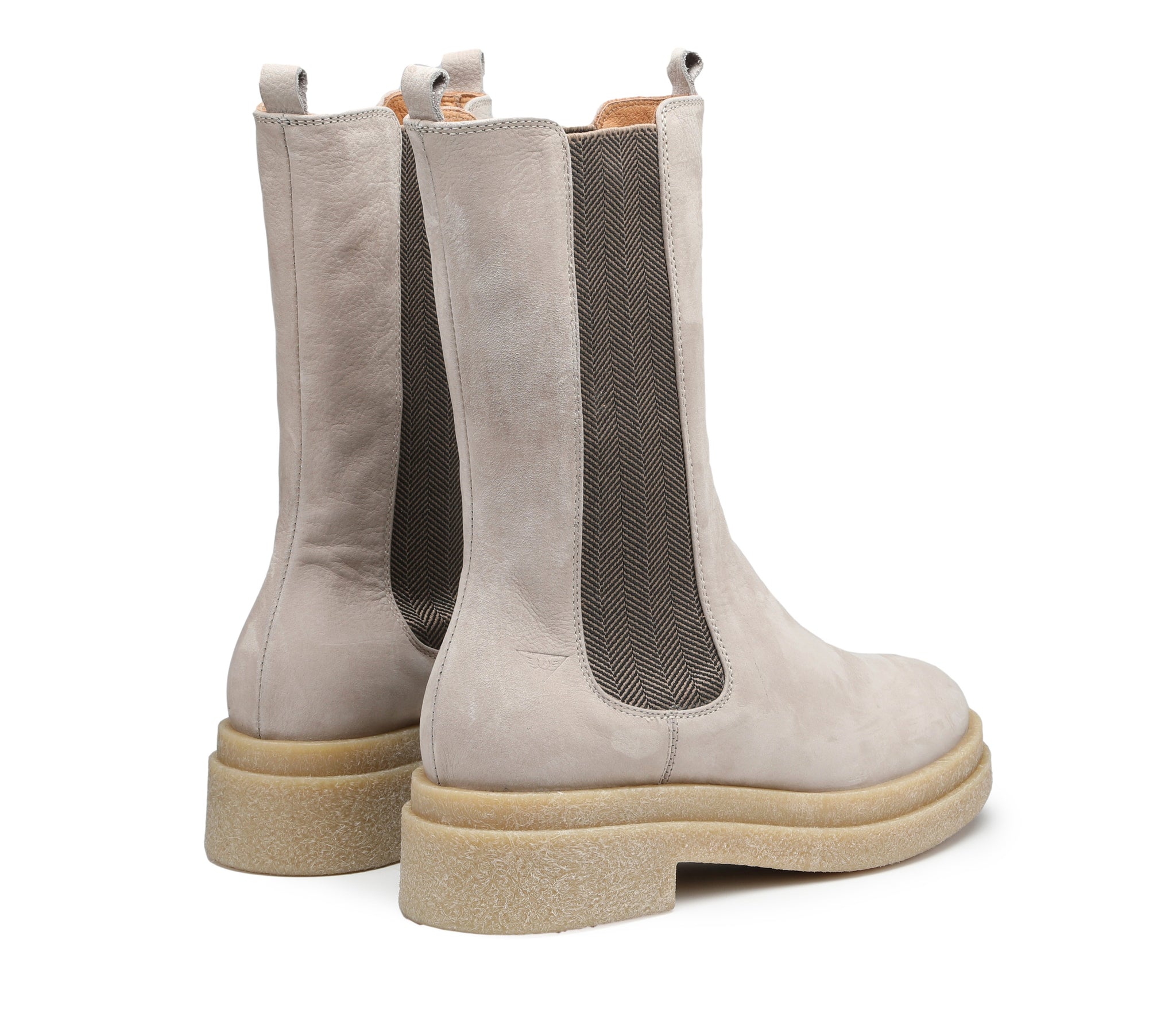 Women's Boots in Ice-Colored Nubuck with Rubber Sole