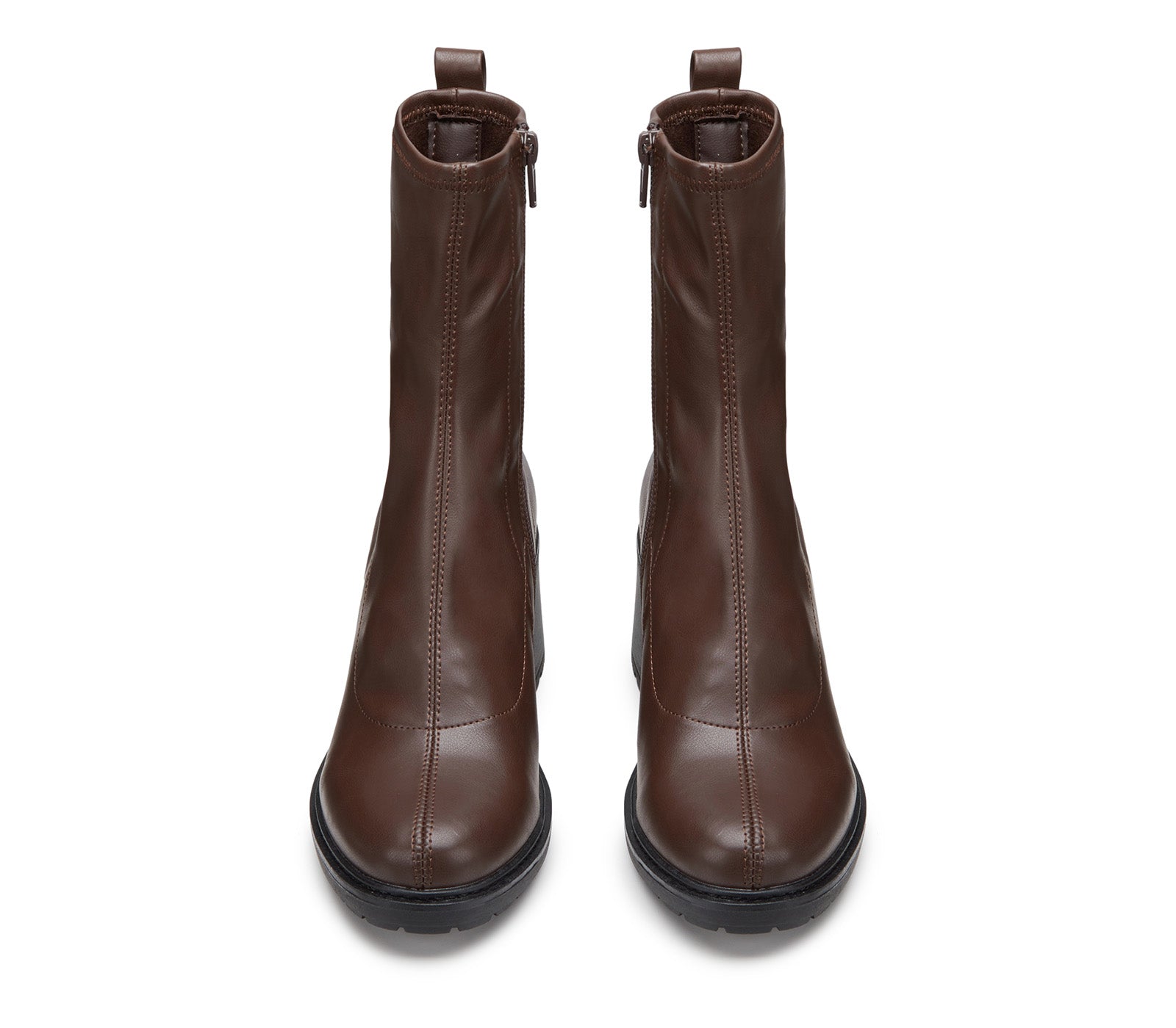 Brown Women's Half-Calf Boots in Stretch Leather