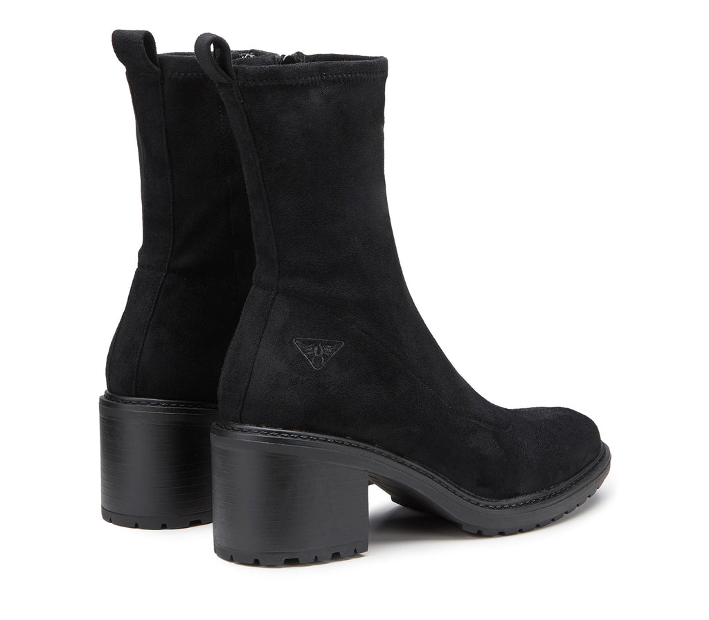 Women's Half-Calf Boots in Stretch Suede Leather