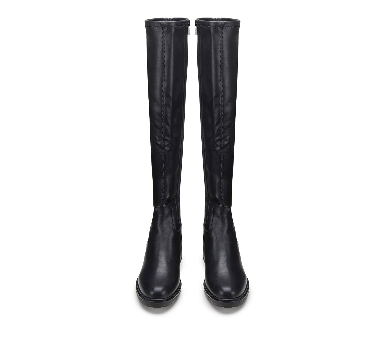 Women's Knee High Boots in Black Stretch Leather