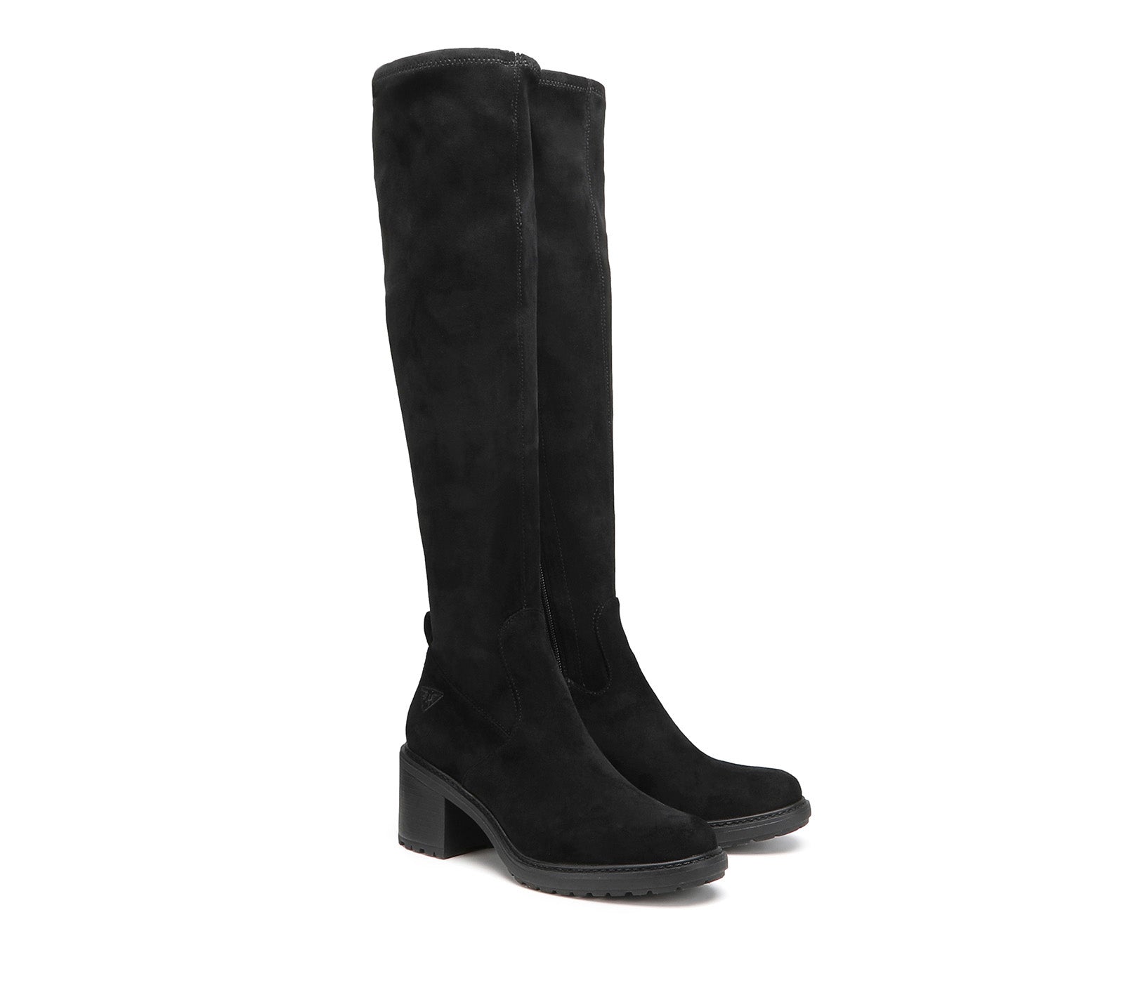 Stivalida Women's Knee High in Black Suede Stretch Leather