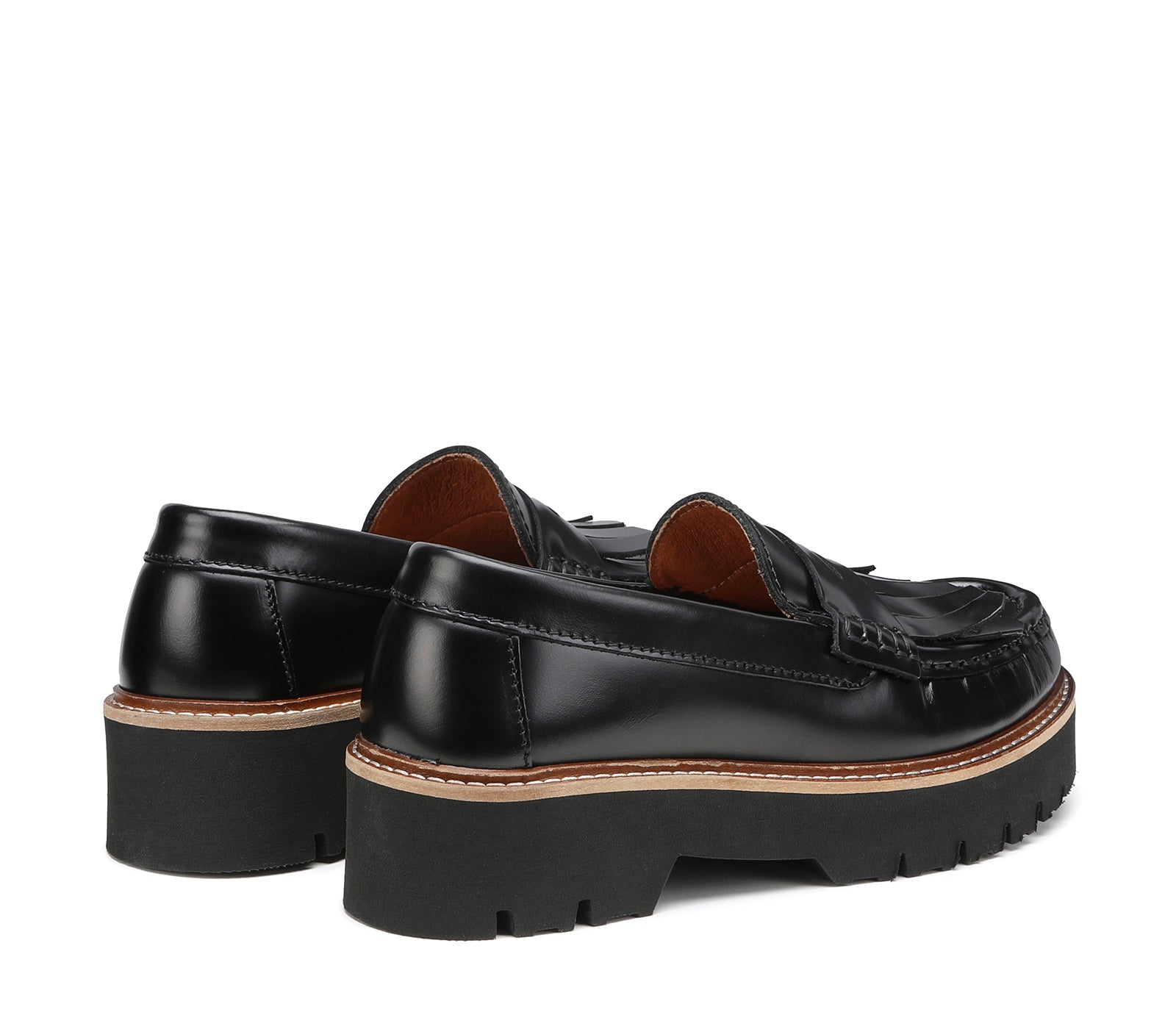 Women's Black Patent Leather Loafer with Voluminous Sole